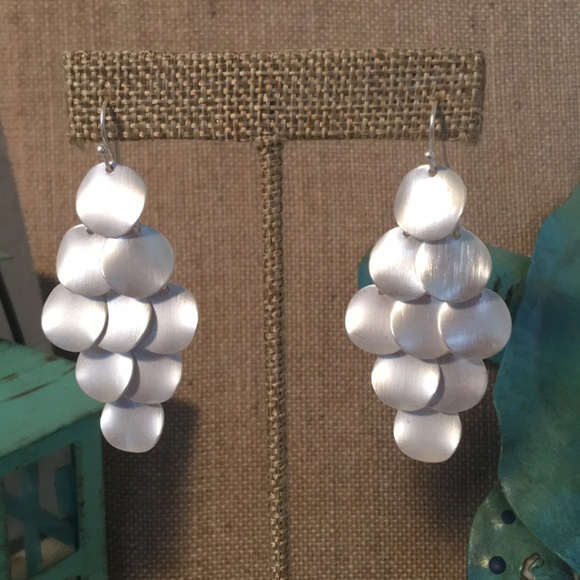 Matte Finish Silver tone Chandelier earrings - Picture 5 of 6